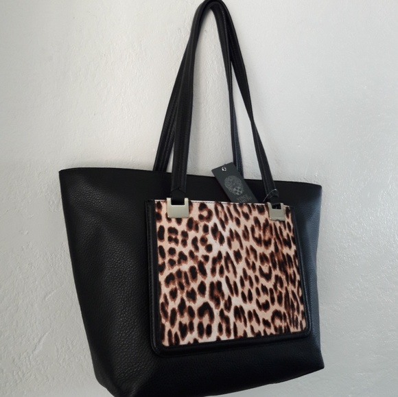 NWT VINCE CAMUTO GROUP RETA LEOPARD SMALL TOTE BAG - Picture 4 of 7